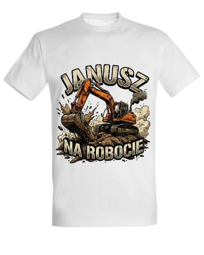 Koszulka "Janusz na robocie" - koparka gąsienicowa