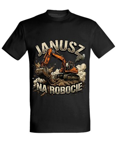 Koszulka "Janusz na robocie" - koparka gąsienicowa - obrazek 2