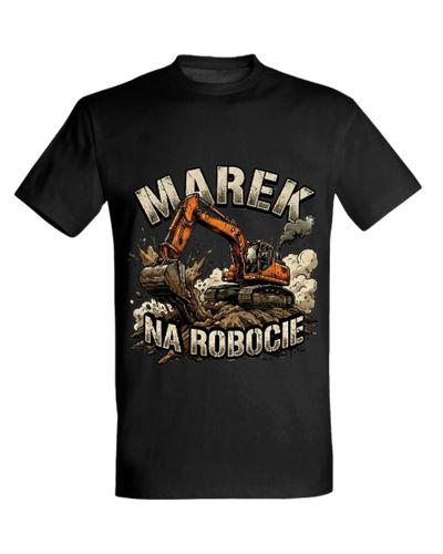 Koszulka "Marek na robocie" - koparka gąsienicowa - obrazek 2